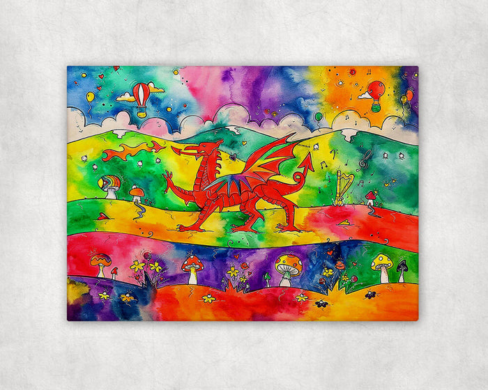 Our Colourful Welsh Dragon Printed Canvas