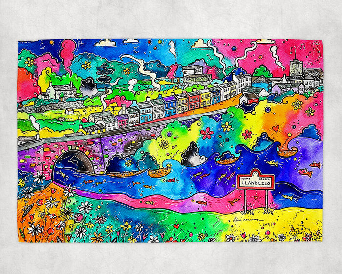 Llandeilo Colourful Street Tea Towel