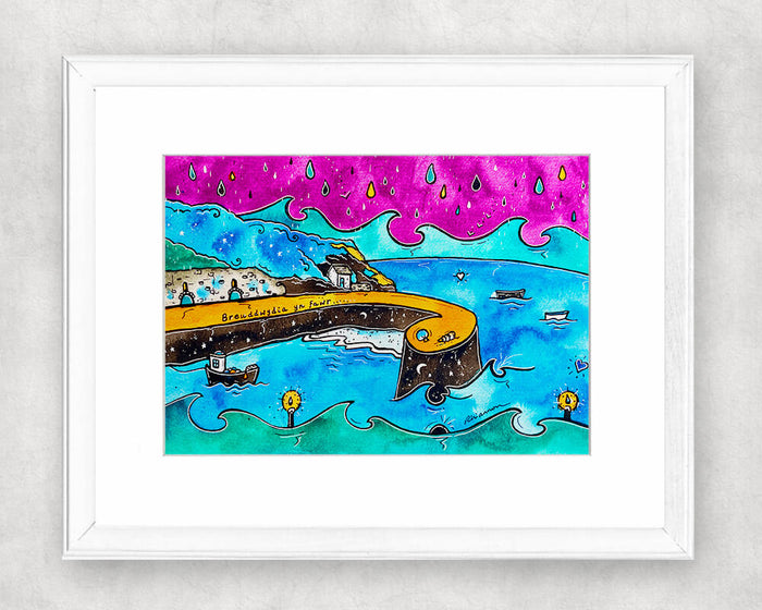 Porthgain ~ Dreaming in Raindrops Original Watercolour Painting