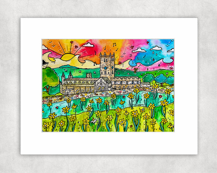 St Davids Daffodils Mounted Print