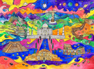 Seven Wonders of the World Printed Canvas