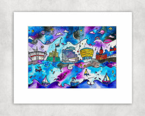 Cardiff Midnight Blue Mounted Print