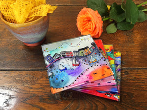 Aberaeron Rainbow Flags Glass Coaster