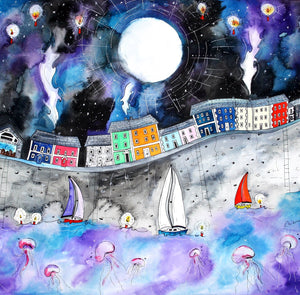 Aberaeron Starry Starry Night Mounted Print