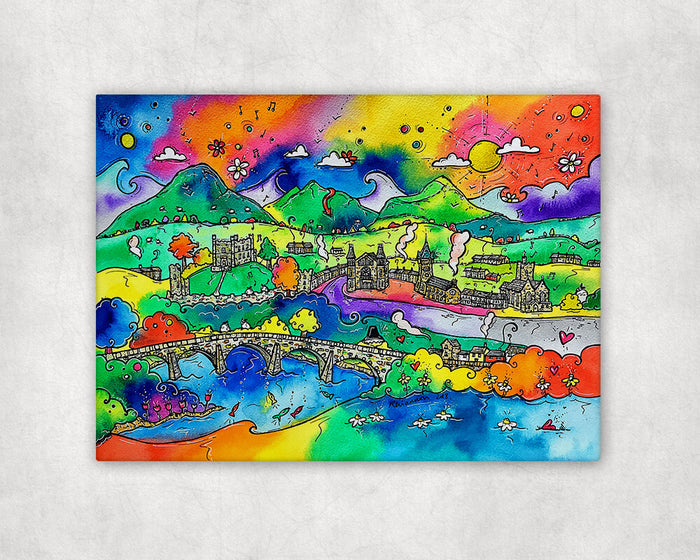 Abergavenny Happy Town Printed Canvas