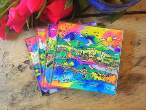 Abergavenny Happy Town Glass Coaster
