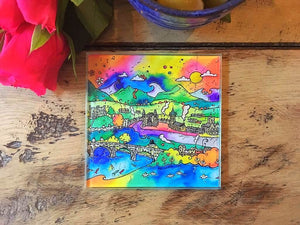 Abergavenny Happy Town Glass Coaster