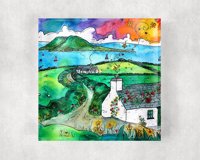 Bardsey Island Little Cottage Glass Coaster