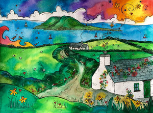 Bardsey Island Little Cottage Mounted Print