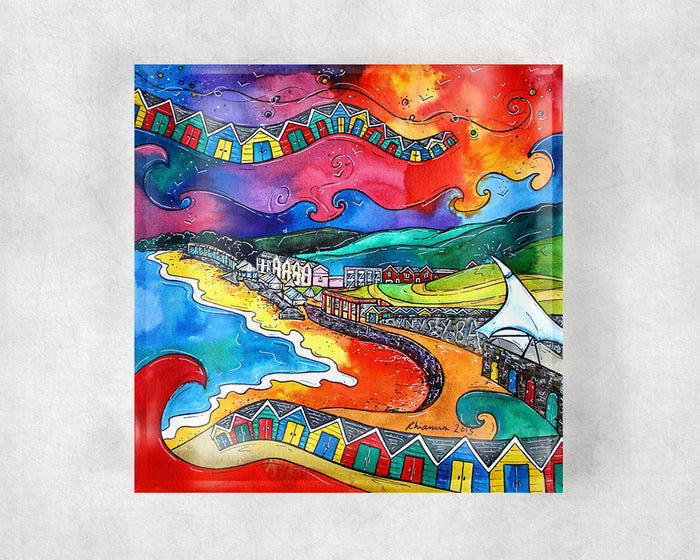 Barry Island Beach Huts Glass Coaster