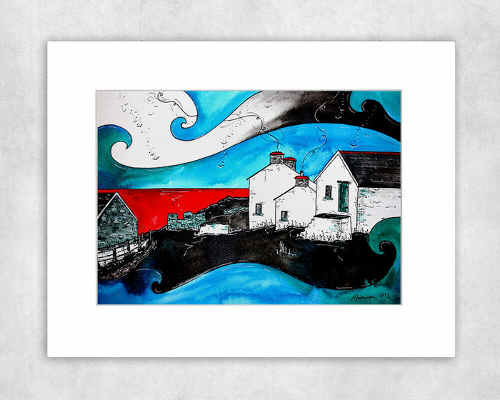 Blue Farmhouse Mounted Print