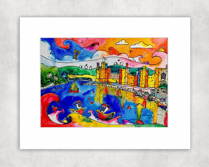 Caernarfon Colourful Reflections Mounted Print
