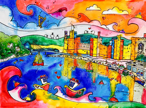 Caernarfon Colourful Reflections Mounted Print