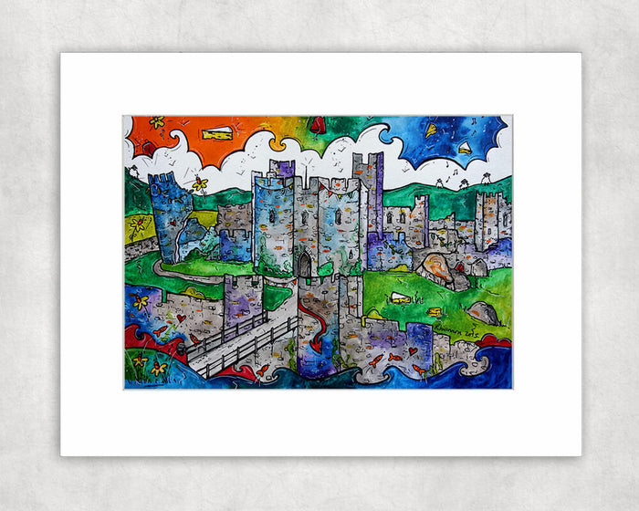 Caerphilly Mythical Castle Mounted Print