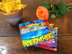 Caerphilly Colourful Castle Glass Coaster