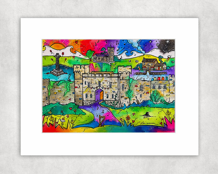 Lively Caldicot Castle Mounted Print