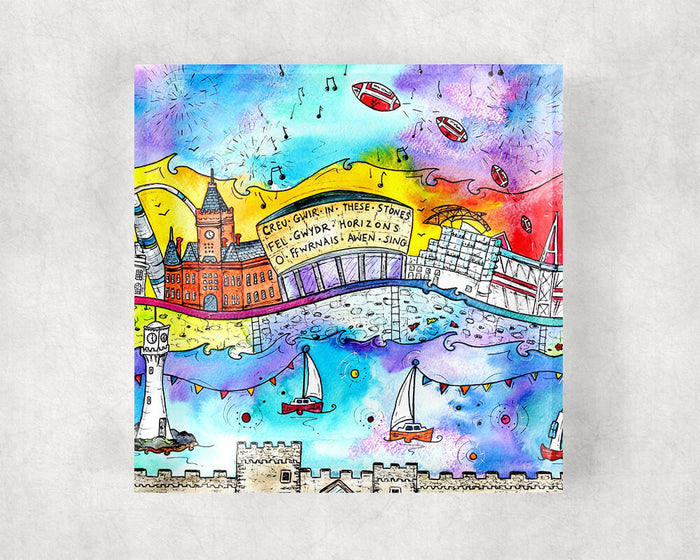 Cardiff City of Dreams Glass Coaster