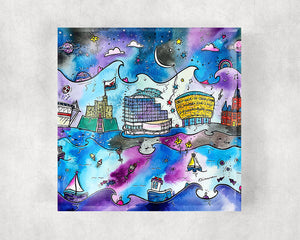 Cardiff Midnight Blue Glass Coaster