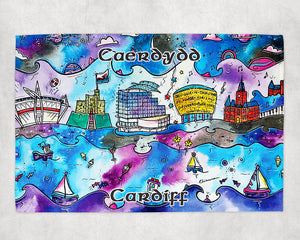 Cardiff Midnight Blue Tea Towel