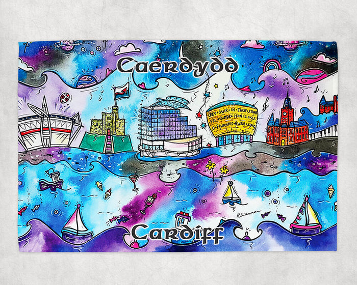 Cardiff Midnight Blue Tea Towel