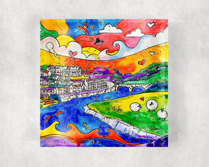 Carmarthen Happy Sheep Glass Coaster