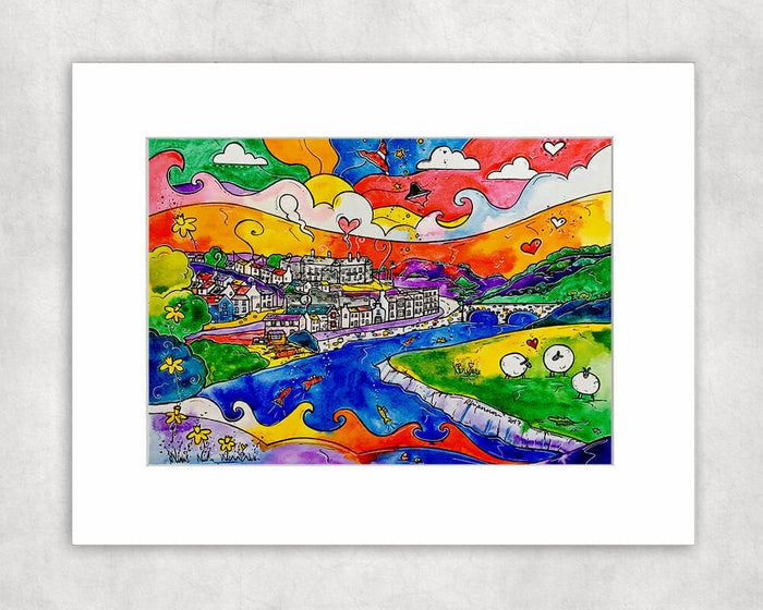 Carmarthen Happy Sheep Mounted Print