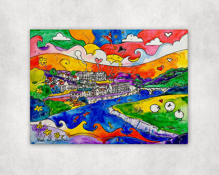 Carmarthen Happy Sheep Printed Canvas