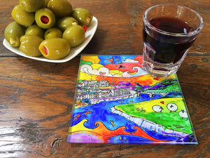 Carmarthen Happy Sheep Glass Coaster