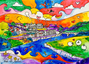 Carmarthen Happy Sheep Mounted Print
