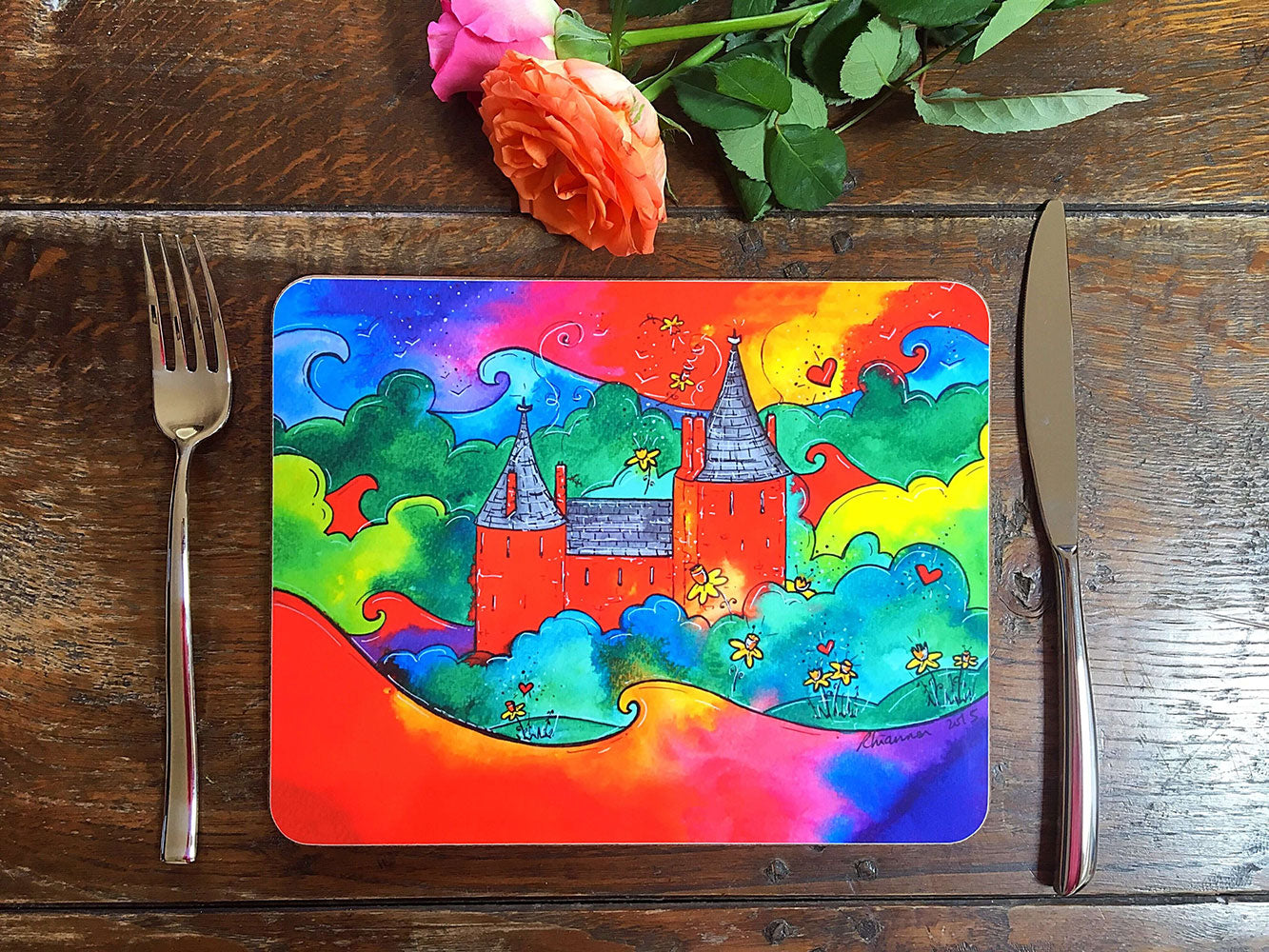 Magic Place Mat Rhiannon Art, Castle Coch Magical Castle Placemat