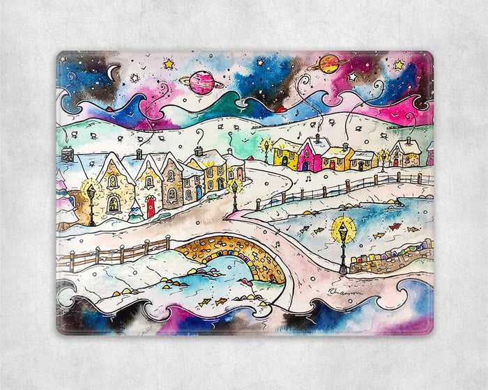 Cosy Winter's Night Glass Worktop Saver