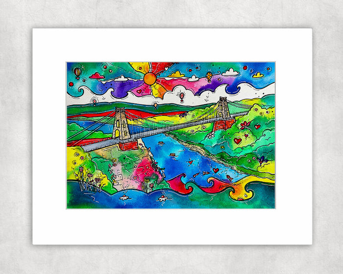 Clifton Bridge Sunset Mounted Print