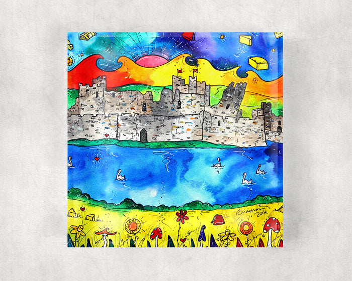 Caerphilly Colourful Castle Glass Coaster