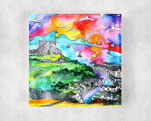 Criccieth Castle View Glass Coaster