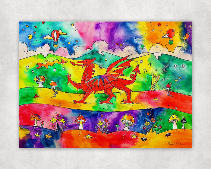 Our Colourful Welsh Dragon Print - A4 Upgrade
