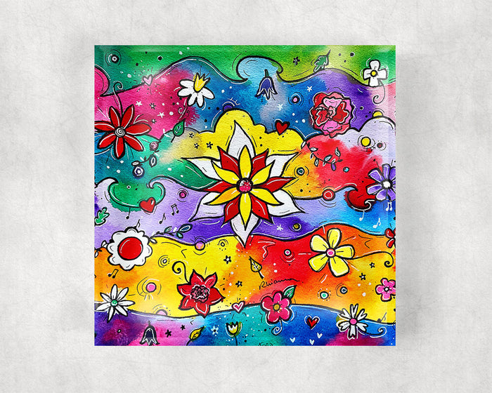 Funky Flowers Glass Coaster