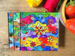 Funky Flowers Glass Coaster