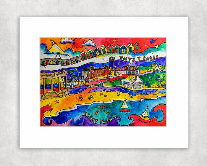 Barry Island Happy Beach Mounted Print
