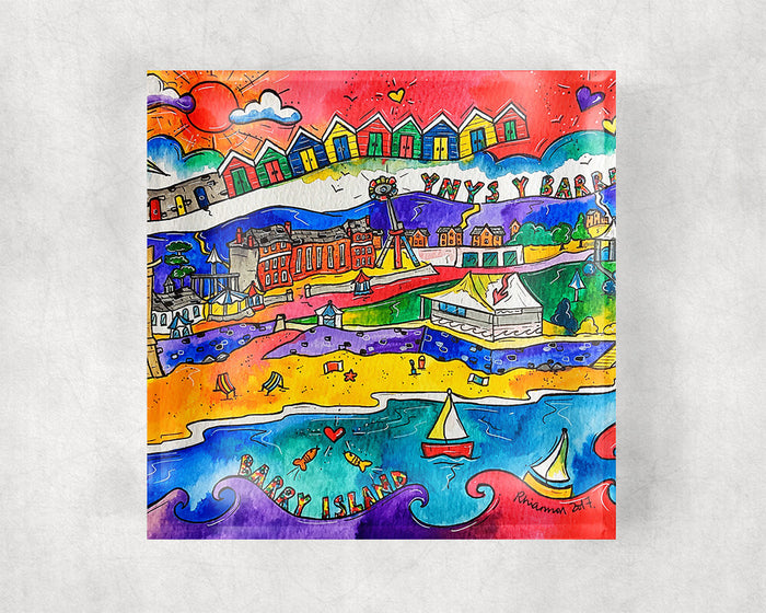 Barry Island Happy Beach Glass Coaster