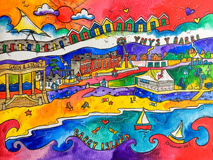 Barry Island Happy Beach Mounted Print