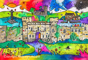 Lively Caldicot Castle Mounted Print