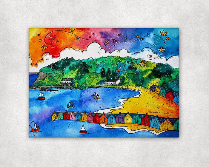 Llanbedrog Colourful Beach Huts Printed Canvas