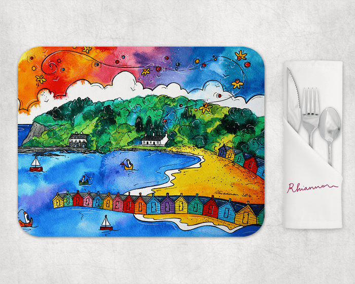 Llanbedrog Colourful Beach Huts Placemat