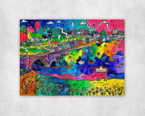 Llandeilo Colourful Street Printed Canvas
