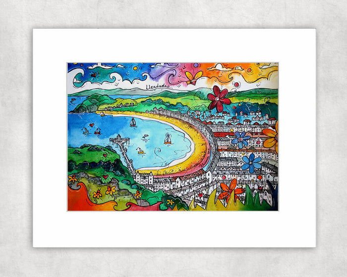 Llandudno Colourful Promenade Mounted Print