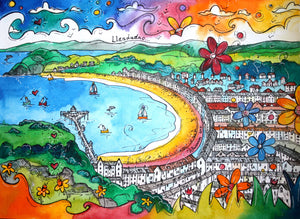 Llandudno Colourful Promenade Mounted Print