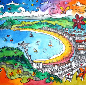 Llandudno Colourful Promenade Mounted Print