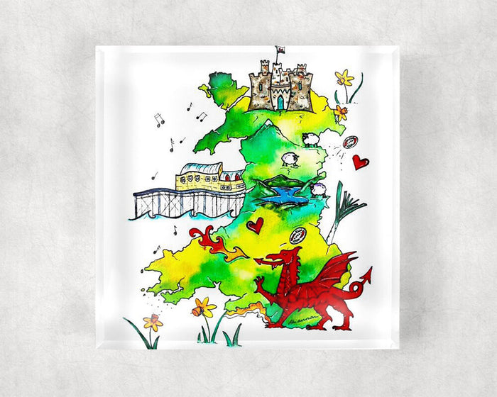 Map of Wales Glass Coaster