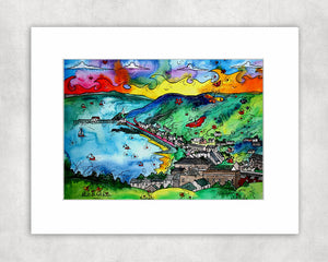 Mumbles Loveboats and Butterflies Mounted Print