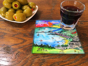 Mumbles Loveboats and Butterflies Glass Coaster